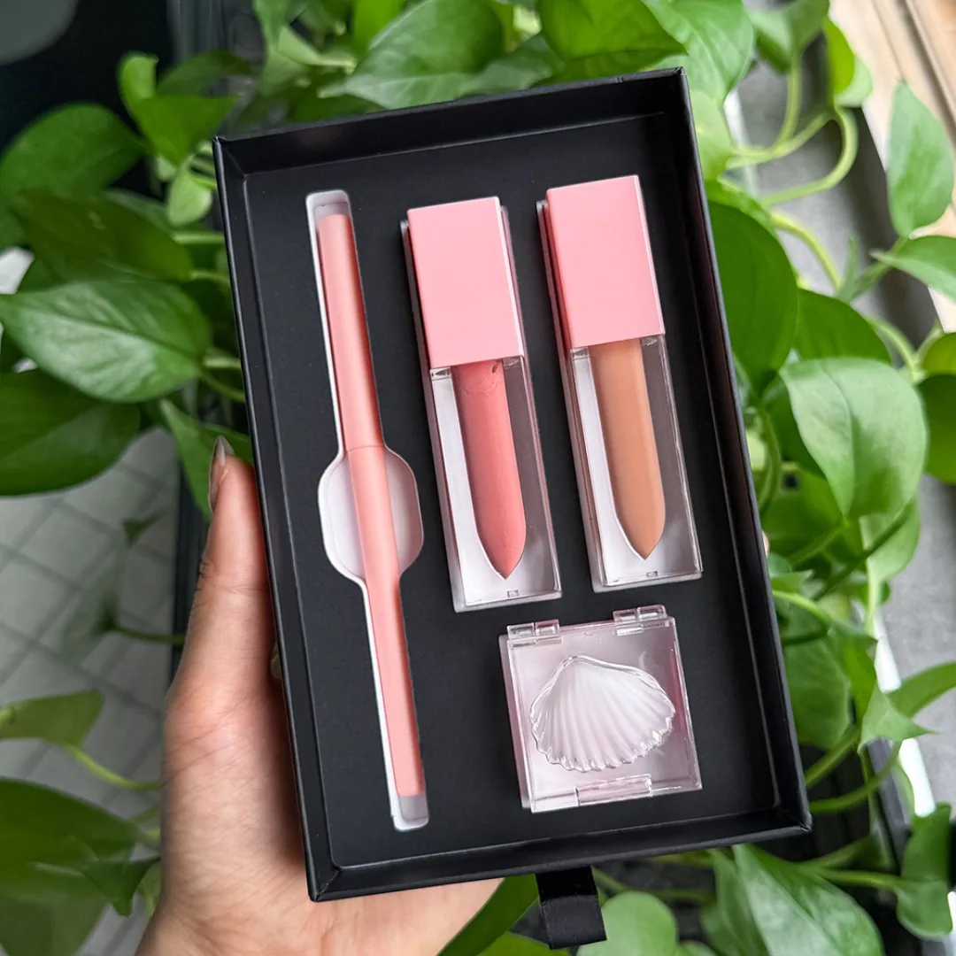 Matte Glossy Lipgloss Lip Liner Lip Mask Set Private Label Custom Logo Vegan Makeup Wholesale Long Lasting Moisturizing Cosmetic