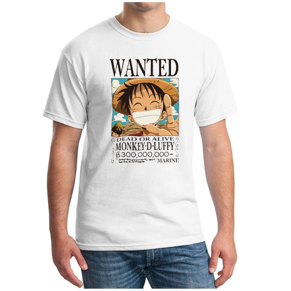 T Shirt Man Monkey Luffy Unique One Piece Anime Summer Casual Printing Short Comfortable O-neck