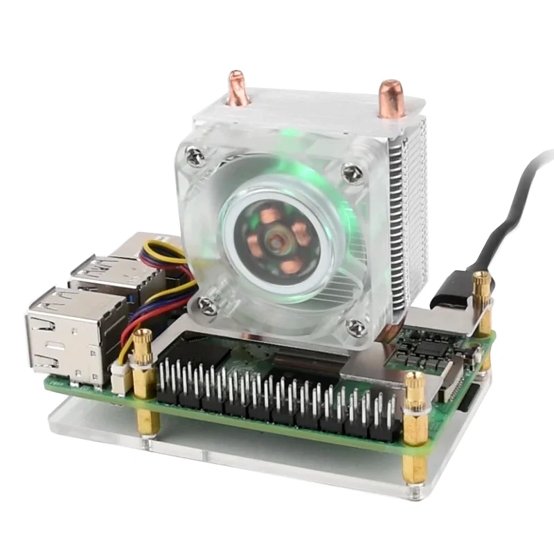 ICE Tower Higher RGB Fan for Raspberry Pi 5 CPU Cooler U-Shaped Copper Tube Fins Pi5