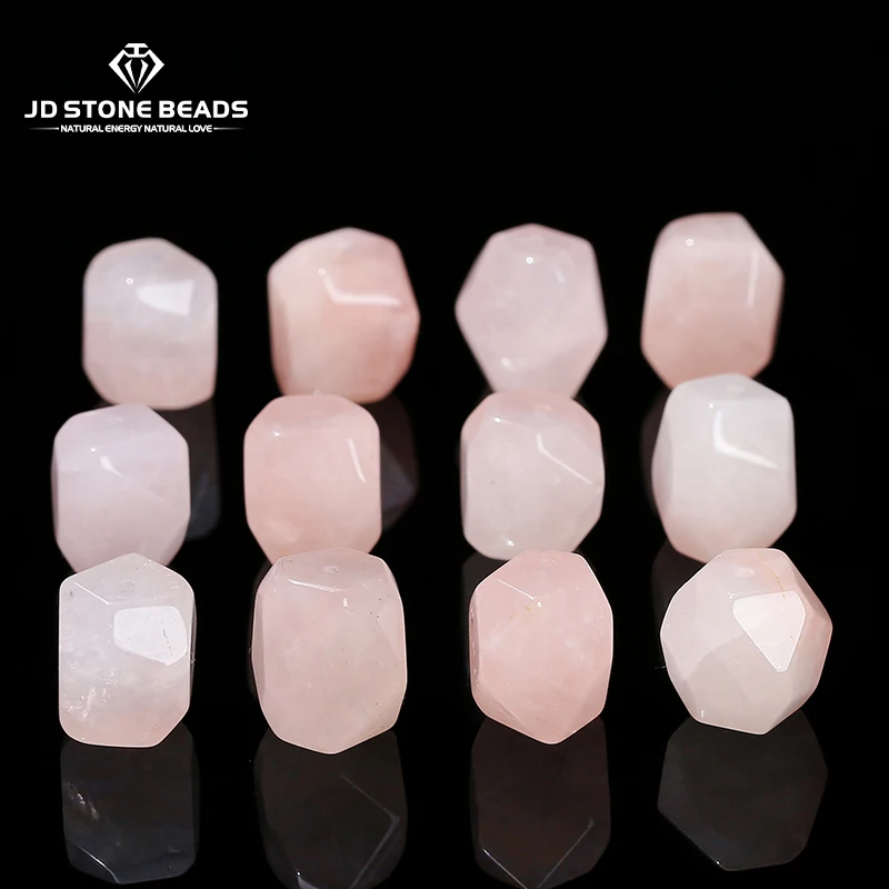 

1 Pc Natural Stone Faceted Pink Quartz Irregular Shape Bead With Hole For Jewelry Making Diy Necklace Bracelet Accessory