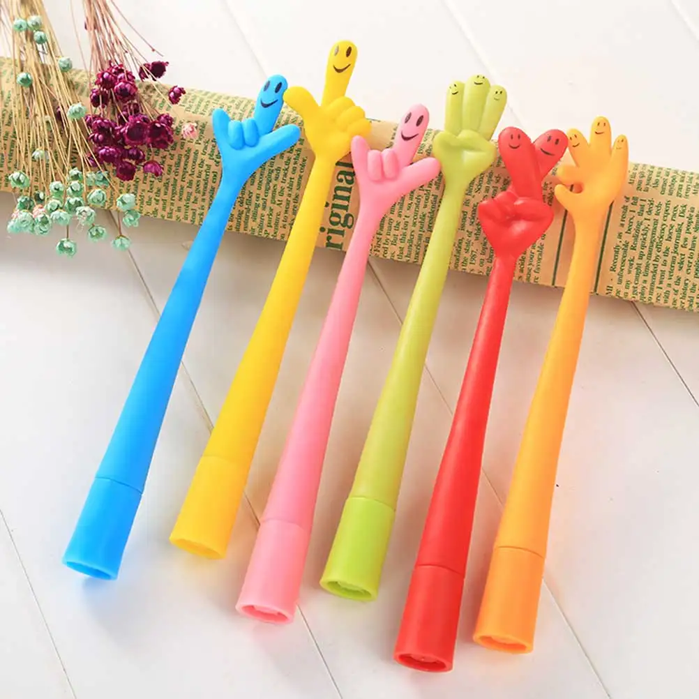 

12pcs Creative Finger Shaped Ballpoint Pens Smooth Writing Colorful Roller Pens for Kids Students Office School Gifts