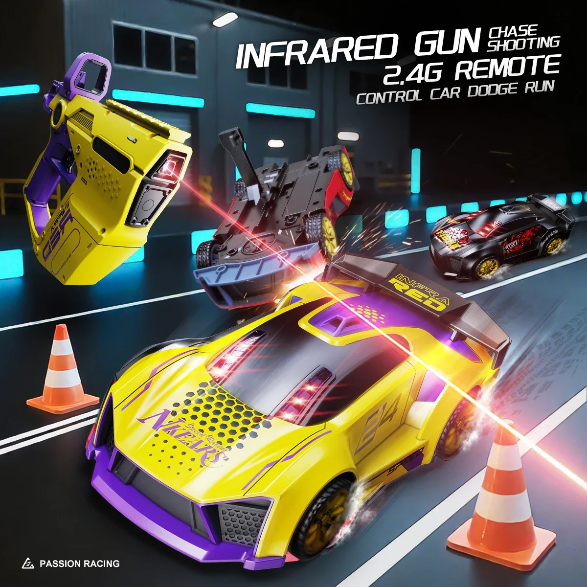 

Remote control toy car, 2.4G infrared shooting, pistol shooting distance of 7 meters, with a range of 30 minutes