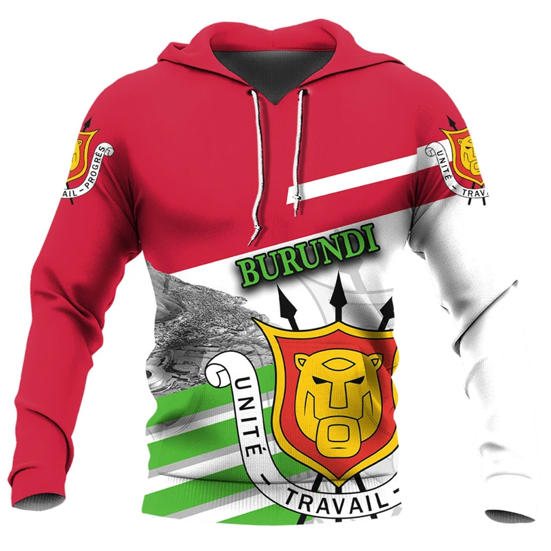 

Burundi Flag Map 3D Print Hoodie For Men Clothes Casual Boy Tracksuit National Emblem Pullovers Africa Country Hoody Sweatshirts