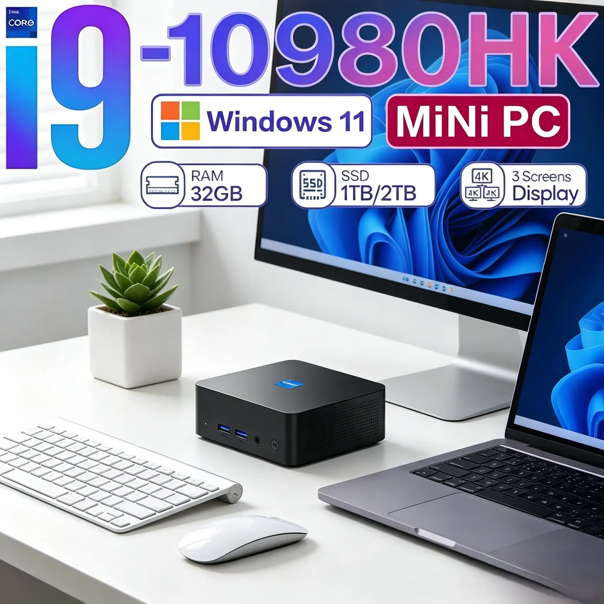 

Windows 11 Pro Mini PC Core Intel Core I9‑10980HK 32GB RAM 1TB/2TB SSD WiFi 6 BT5.2 4K HD Office Study Desktop 3 Years Warranty