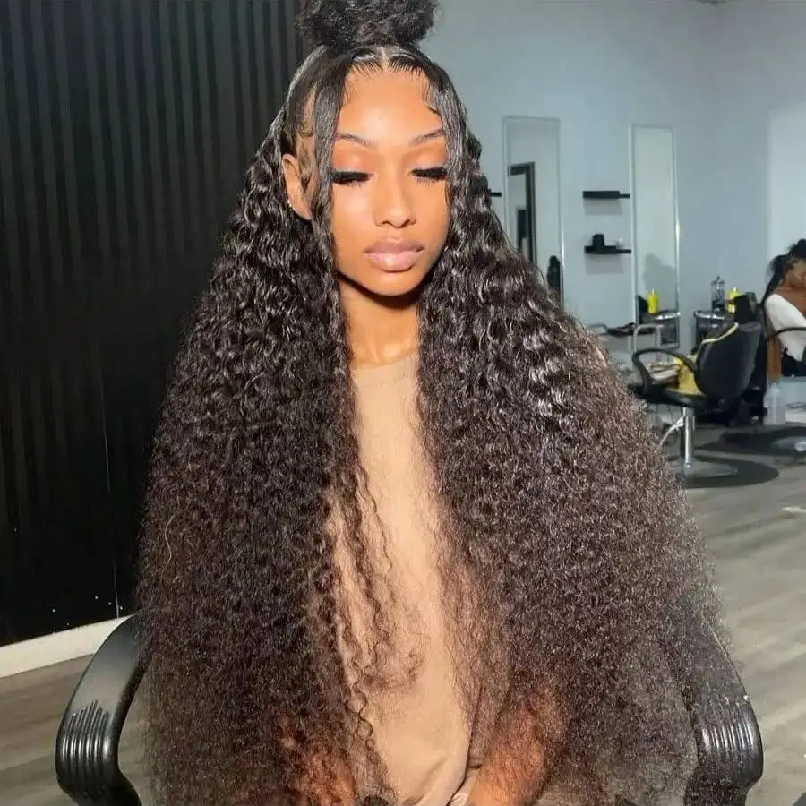 Pelucas frontales de encaje de onda profunda de 40 pulgadas 13x4 cabello humano prearrancado con pelo de bebé pelucas de cabello humano rizado de encaje transparente 200%