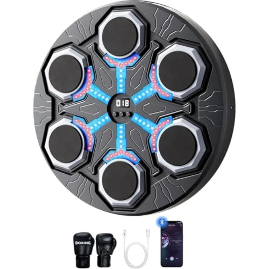 Macchina da boxe musicale Bluetooth intelligente con luci a LED per attrezzatura per allenamento con bersaglio elettronico montata a parete per il fitn domestico