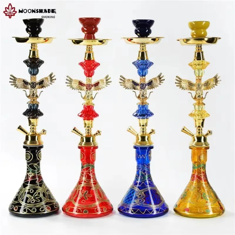 MOONSHADE Arab Hookah Set Chicha Eagle Model Creative Hawk Glass Shisha Base Narguile Smoking Grass Pipe Kit Shisha Accessories