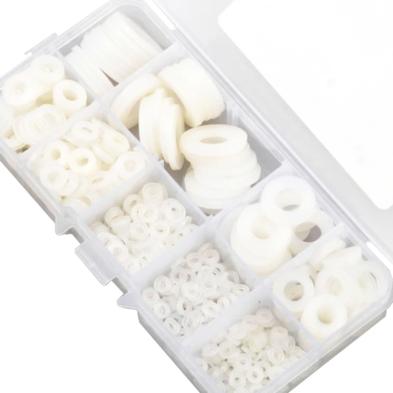 780pcs White Nylon Flat Washer Gasket Set M2 M2.5 M3 M4 M5 M6 M8 M10 M12 Plastic Sealing O-rings Assortment Kit