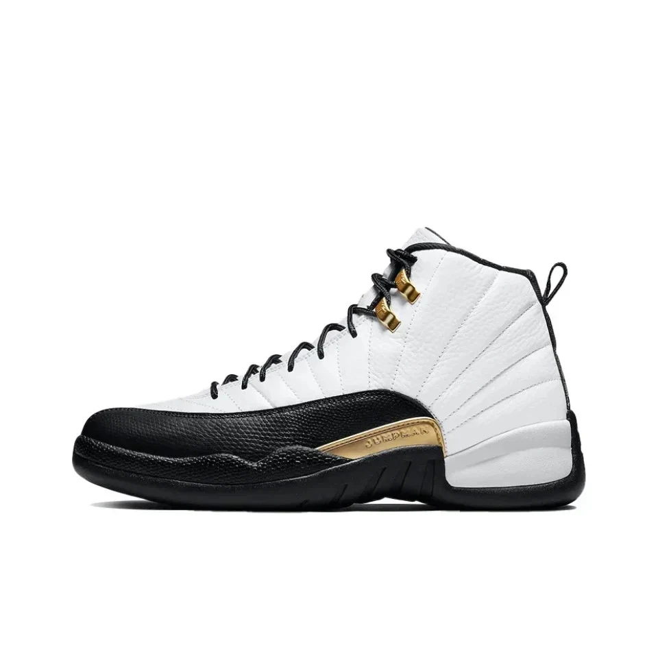 Original Air Jordan 12 For Men's Black & White Gold Classic Retro Basketball Sneakers 854262-001