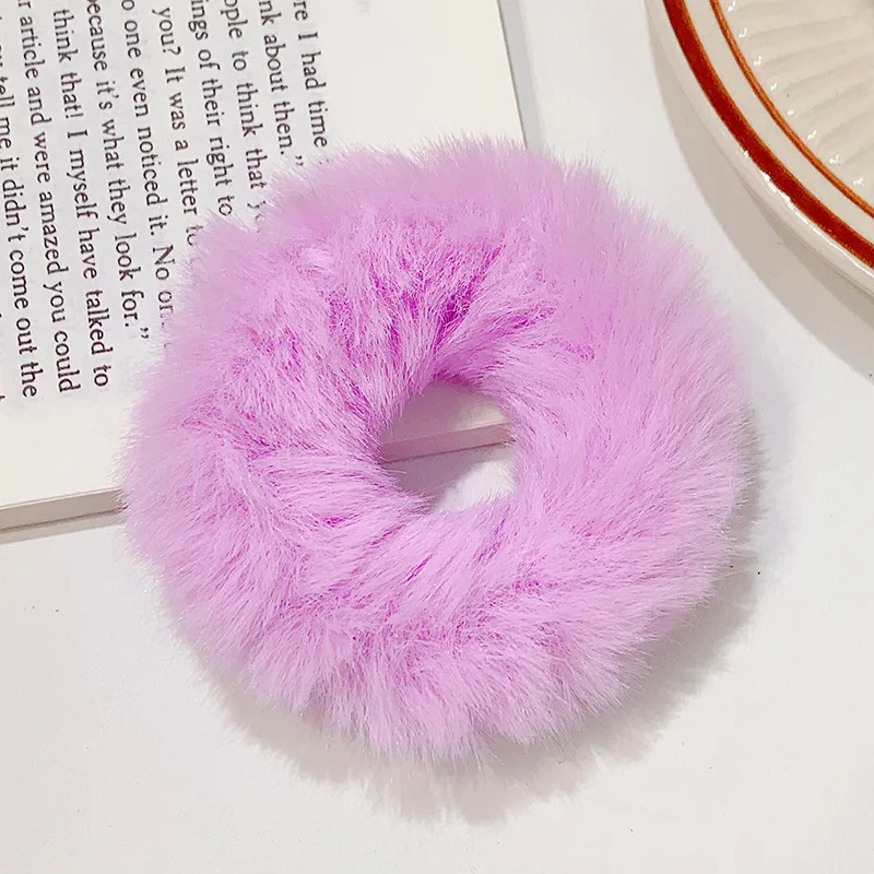 Neues buntes, flauschiges Haarband für Damen und Mädchen, Pferdeschwanzhalter, Haargummi, Plüsch-Scrunchie, Gummiband, modische Haaraccessoires
