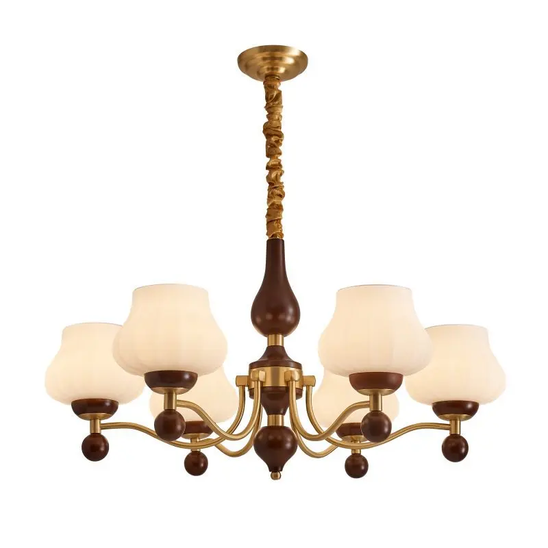 

Medieval living room American bedroom study dining room solid wood chandelier Nordic creative B & B magic bean chandelier