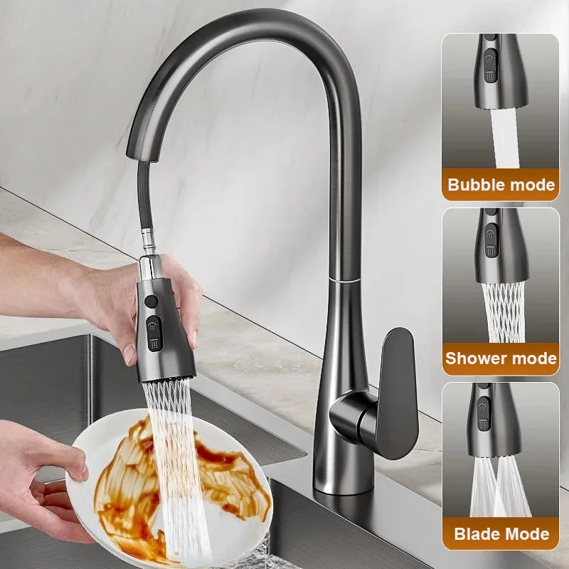 سميكة النحاس صنبور المطبخ سطح الخيالة سحب صنبور المطبخ بالوعة صنبور حوض خلاط مستوى واحد تيار فوهة البخاخ الحنفية