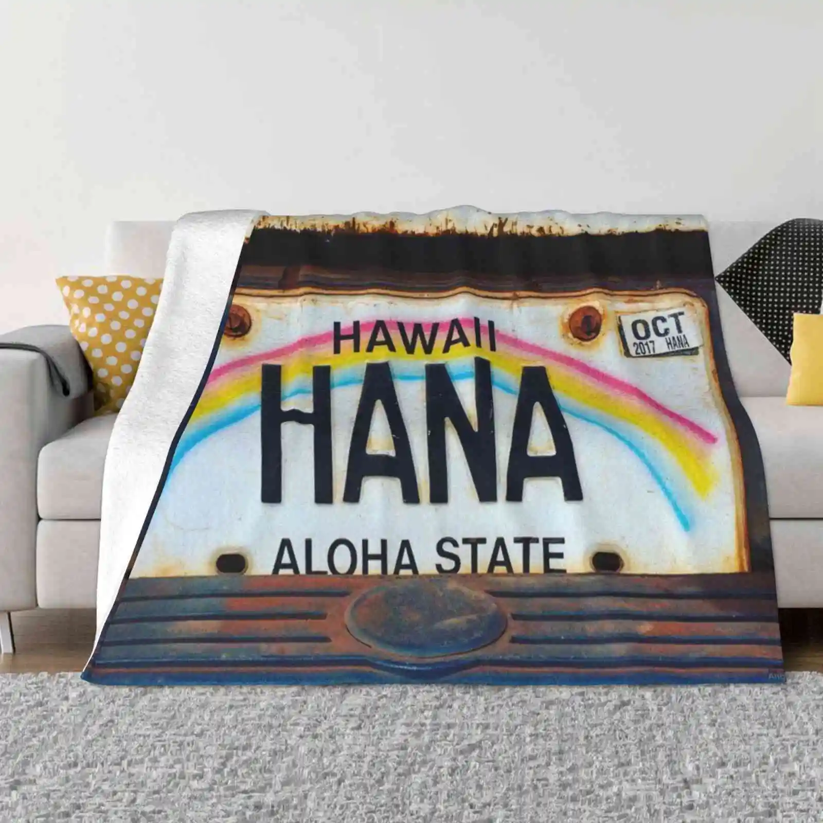 Hana License Plate All Sizes Soft Cover Blanket Home Decor Bedding Hana Hawaii State