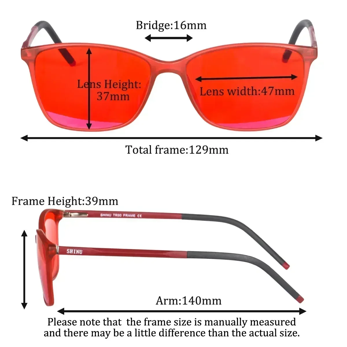 SHINU Computer Glasses Protection Anti Blue Light Radiation Blocking Women better sleep red lens long time game Orange lenses