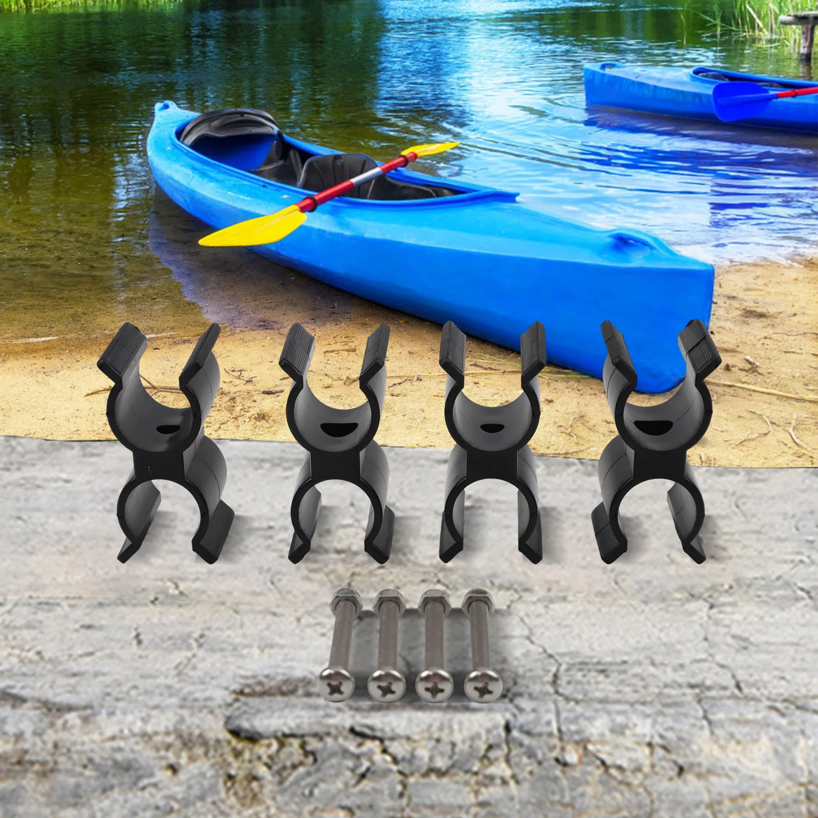 4pcs Boat Top Pole Clip Holders Double Tube Clamp for 7/8 to 1 Diameter Tubes Suitable for Bimini Top and Other Boat Accessories