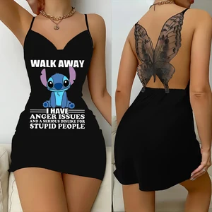 Casual jersey with female butterfly print, U -pajama, backless pajamas, point suspension, sexy fashion, summer 10 Main Sales Butterfly Dress - №3