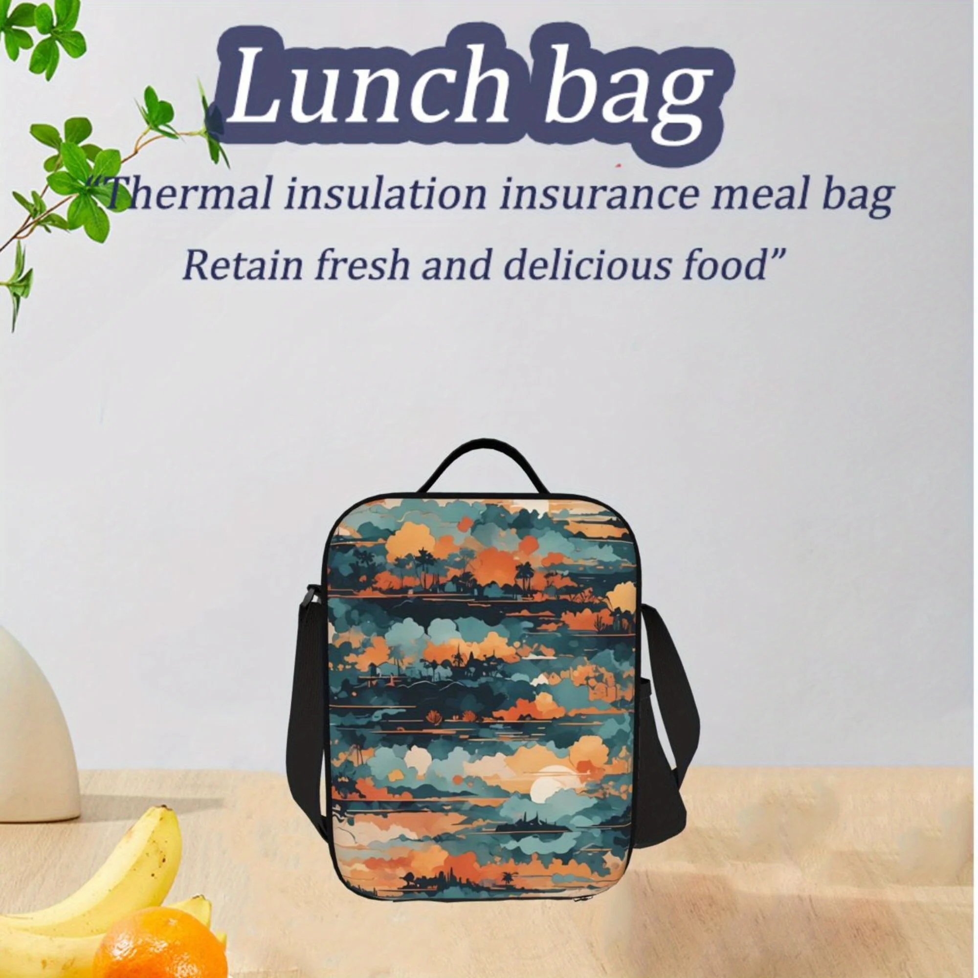 قطعة واحدة من نمط الكتابة على الجدران الملون، حقيبة تبريد محمولة قابلة لإعادة الاستخدام، حقيبة غداء عازلة، ضرورية للتخييم والنزهات على الشاطئ، #2