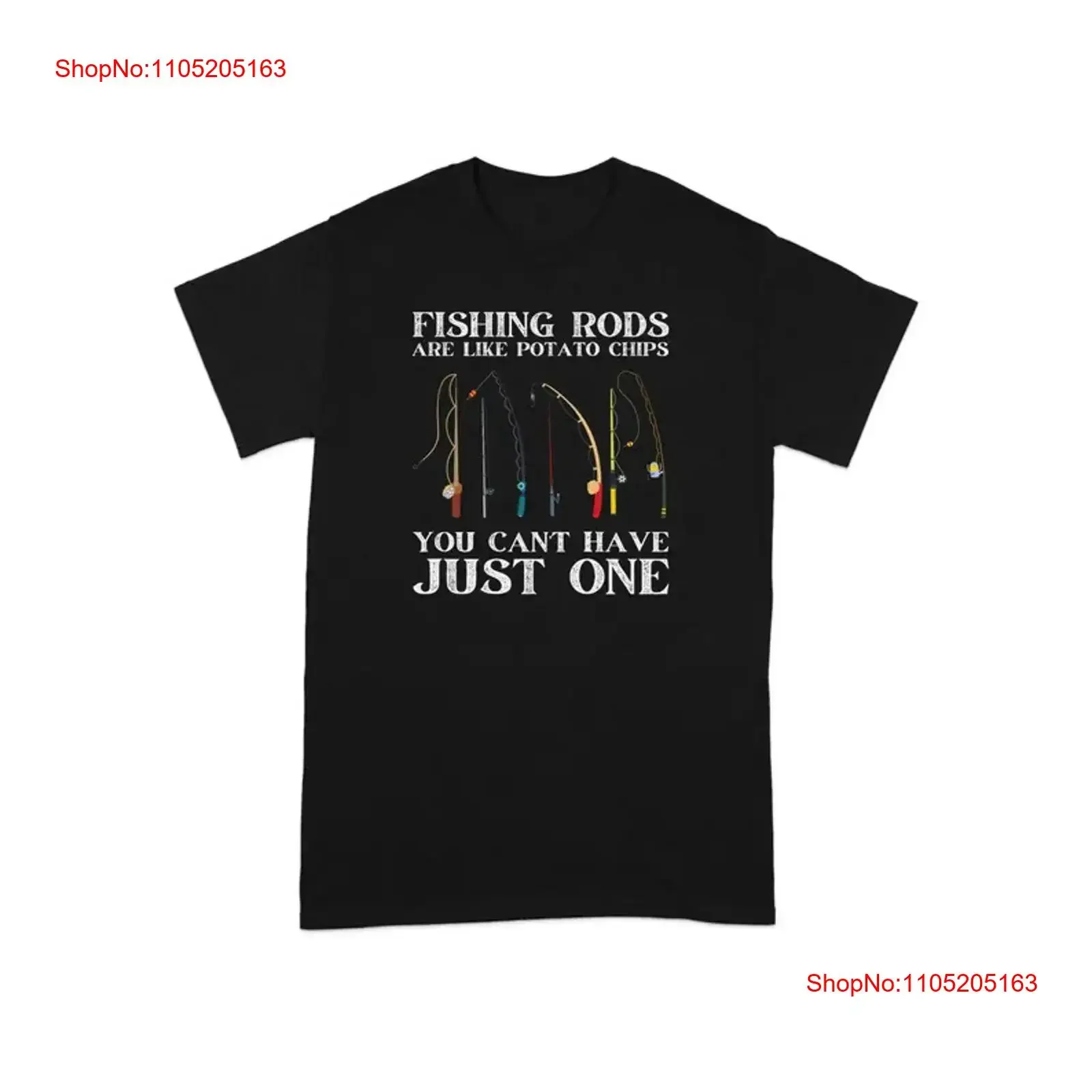 

Fishing Rods Are Like Potato Chips Funny Fishsing T Shirt Black vintage Washed graphic designer clothes Versatile Casual Soft