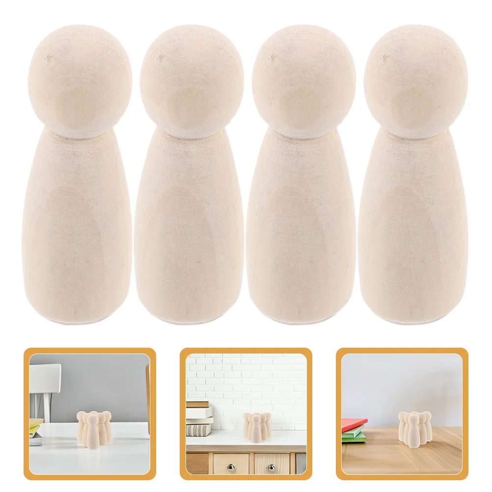 

50pcs Wooden Peg Unfinished Natural Wood Diy Painting Craft Kids Art Set For Decorations Party Favors Craft Wooden Figures
