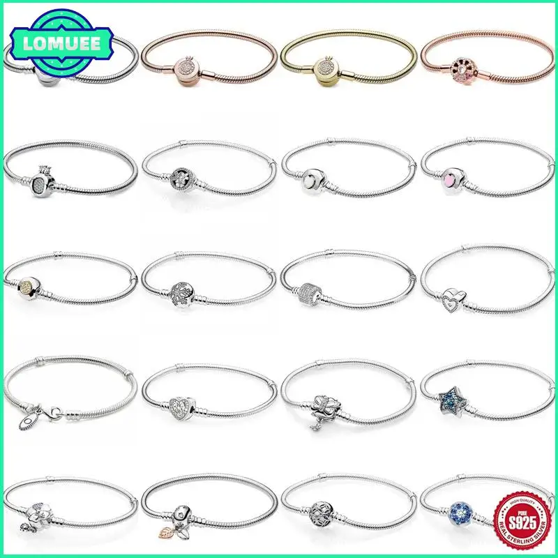 Hot 2024 New 100% 925 Bangle Finished Silver Bracelet Set European And American Fashion Charm Jewelry