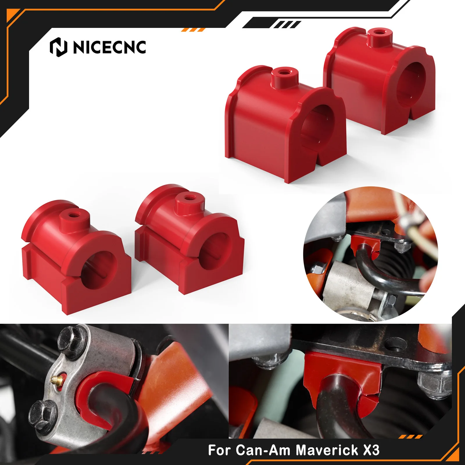 NICECNC For Can-Am Maverick X3 4x4 Turbo DPS 2017-2020 Front Sway Bar Bushing 706204564 706203954 Anti Roll Bar Bush ATV UTV