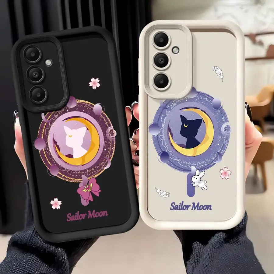 Sailor Moon Cat Manga Phone Case for Samsung Galaxy A54 A53 A06 A25 A35 A73 A72 A71 A55 A15 A52 A51 Soft Shell
