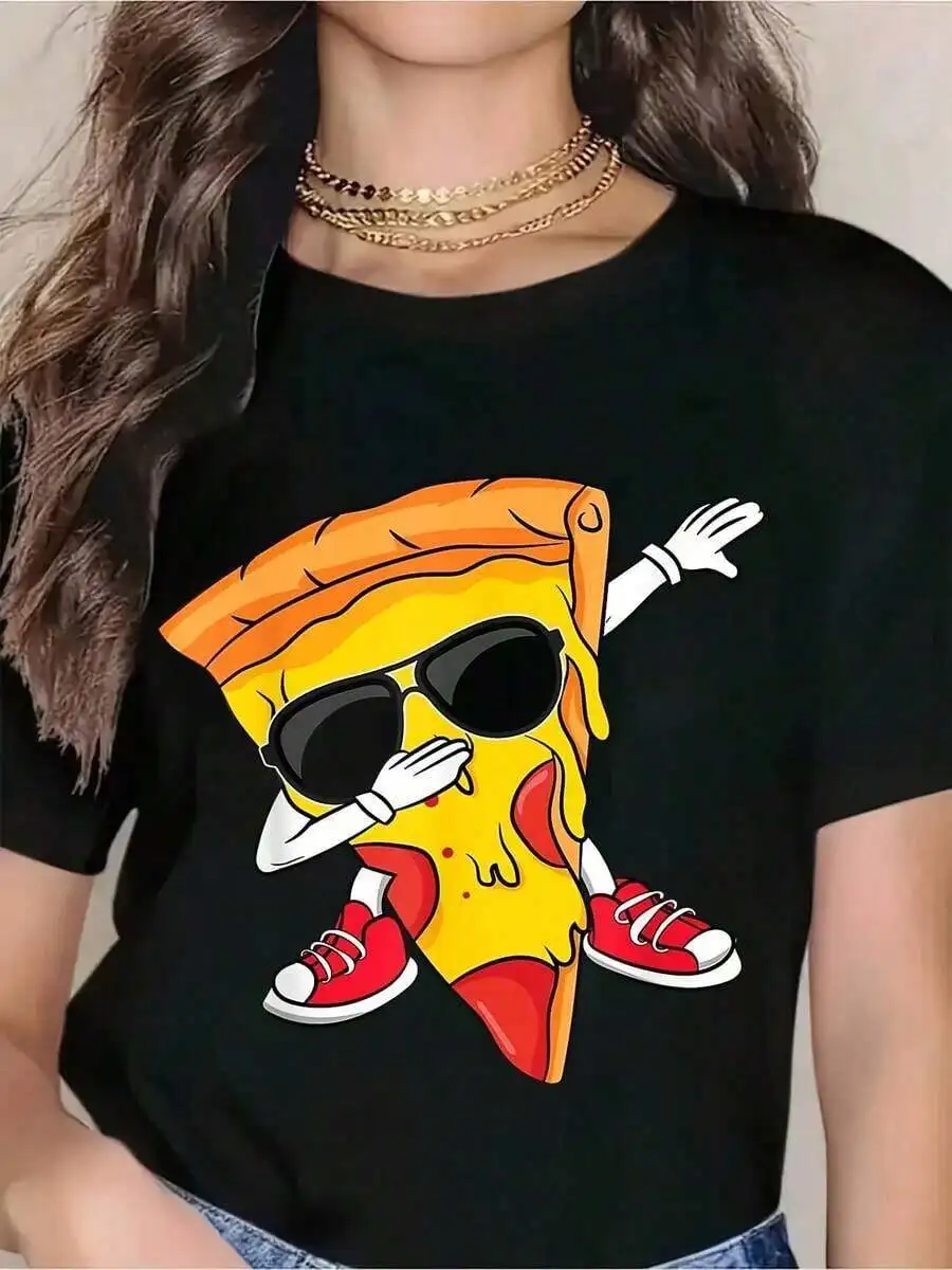 Cool Pizza Slice With Sunglasses And Sneakers Graphic T-Shirt For Kids Fashion Casual Tee Shirts