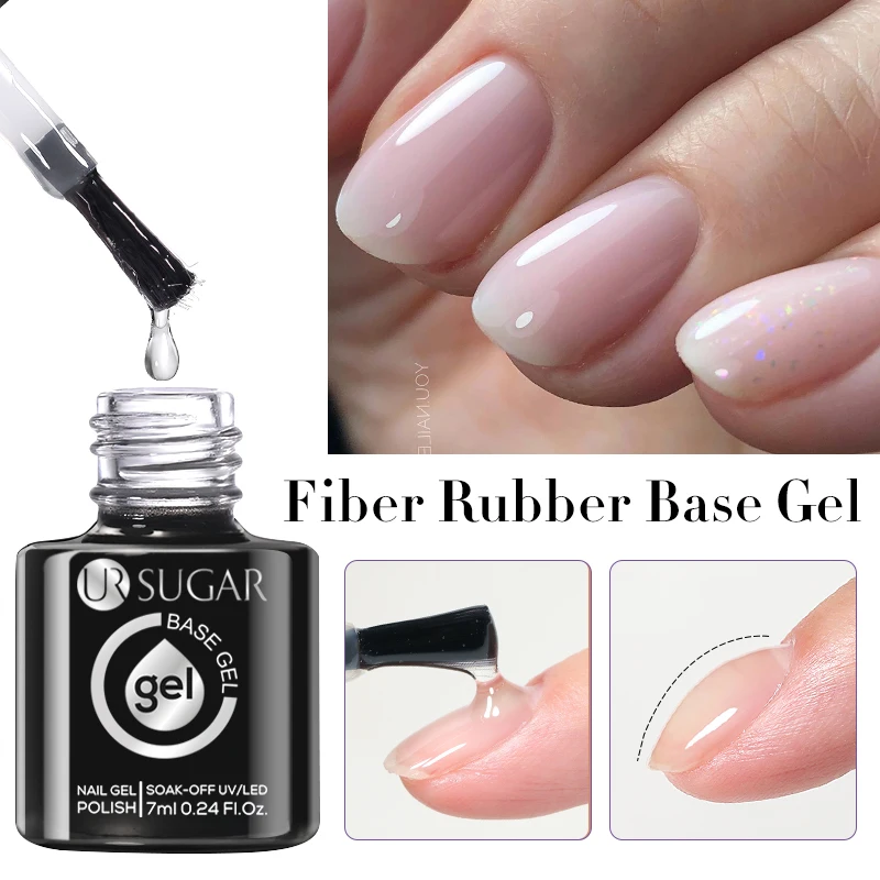 UR SUGAR 7ml Fiber Rubber Base Gel Construction Repair Gel for Damaged Thin Nails Founctional Nail Gel Polish Soak Off Vanish