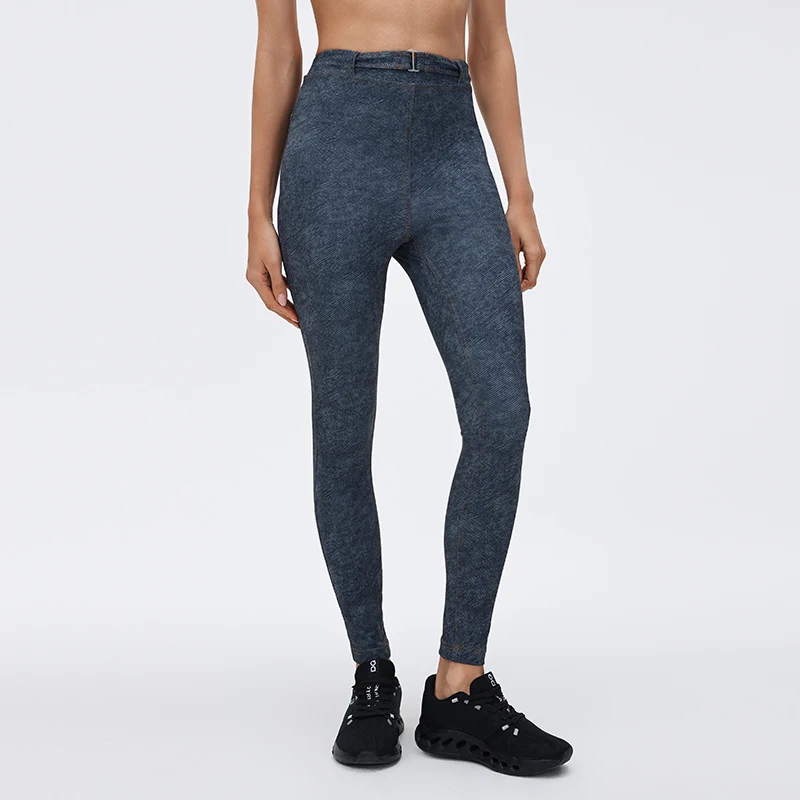 

Women Imitation Denim Yoga Pants High Waist Hip Lifting Elastic Slim Workout Running Leggings