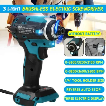 Drillpro Cordless Electric Screwdriver Speed ​​Brushless Impact Wrench Drill Driver Power Tool + 3 LED Light For Makita Battery