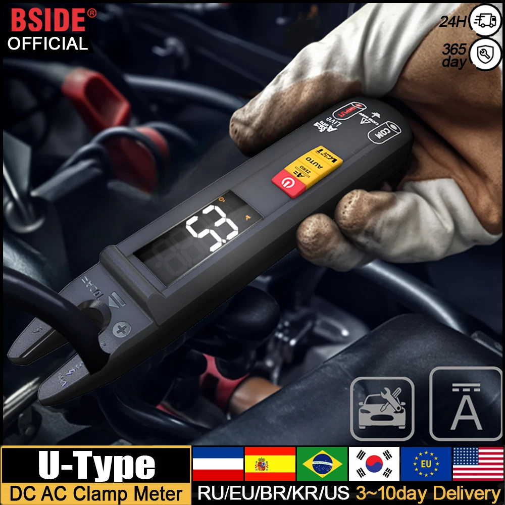 

BSIDE U0 U-Type Digital Clamp Meter DC/AC 100A Smart Ammeter Pliers T-RMS Current Auto Multimeter Voltage Ohm Electrical Tester