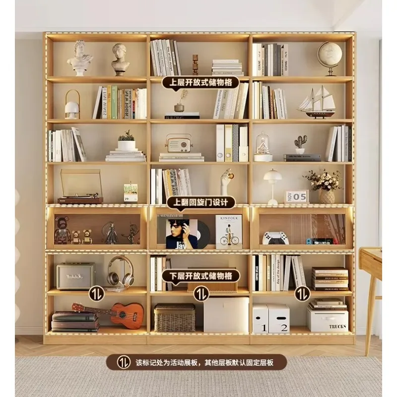 

LTT Oak Bookshelf Standing Shelf Against Wall Study Home Reading Shelf Display Locker Floor