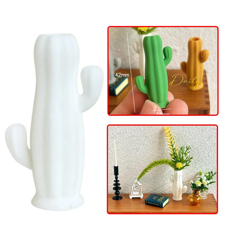 1PC Dollhouse Miniature Cactus Shaped Vase Model Furniture Accessories For Doll House Living Room Scene Decor Kids Play Toy