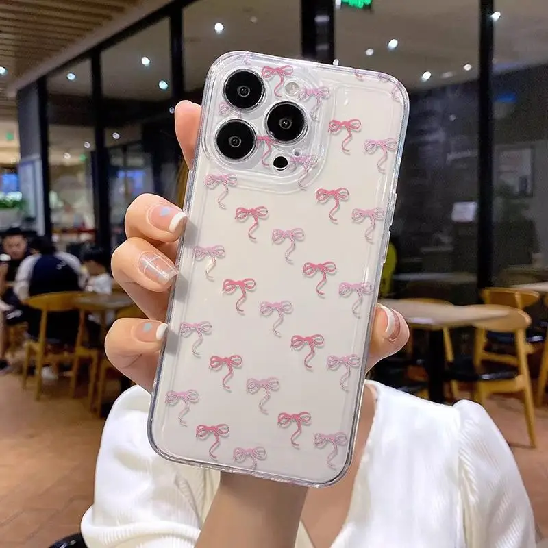 Pink Bow Case for Samusng Galaxy A15 A25 A14 A13 A12 A33 A11 A02 A03 A04 A05 A05S A03S A04E A10S A22 A32 A50 A51 M23 M54 Cover