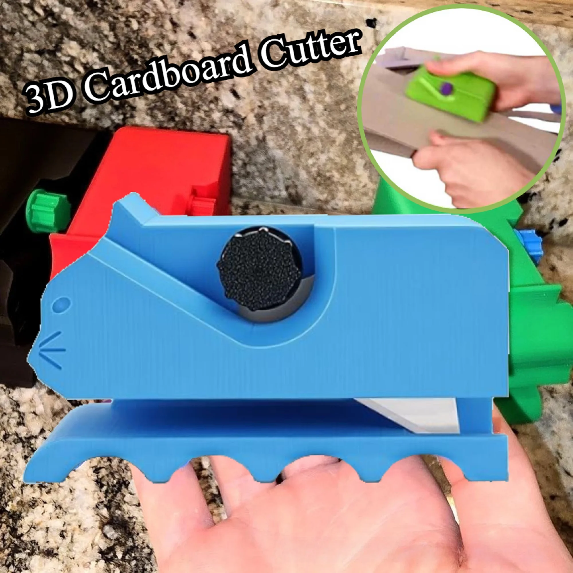 3D Printed Kitten Shaped Tool Paperboard Cutting Device Handheld DIY Cardboard Cutter for Cat Scratchers Cardboard Strip Cutter