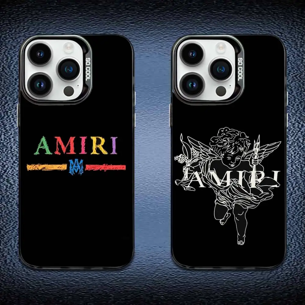 

EPC Pretty Brand A-Amiri logo Phone Case For iPhone 16,15,14,13,12,11,Mini,Pro,E,MAX Black Candy Matte Shockproof Cover