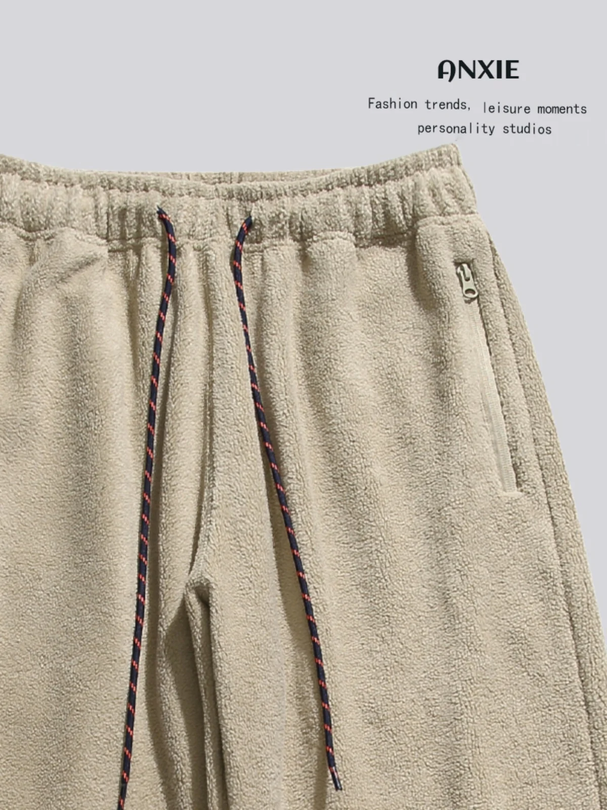 

Мужские джинсы ANXIE: модные, свободного кроя, с завязками, повседневные, с оригинальным дизайном, утепленные, осенне-зимние