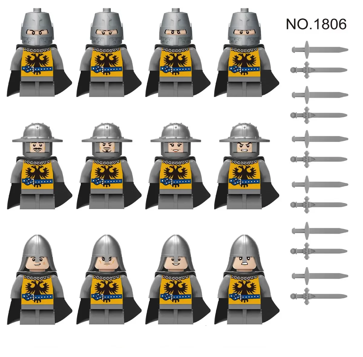 MOC Krieg Militär Mittelalterlichen Baustein Ritter Figur Krieger Soldat Speer Schwert Schild Diy Waffe Schloss Armee Zubehör Spielzeug