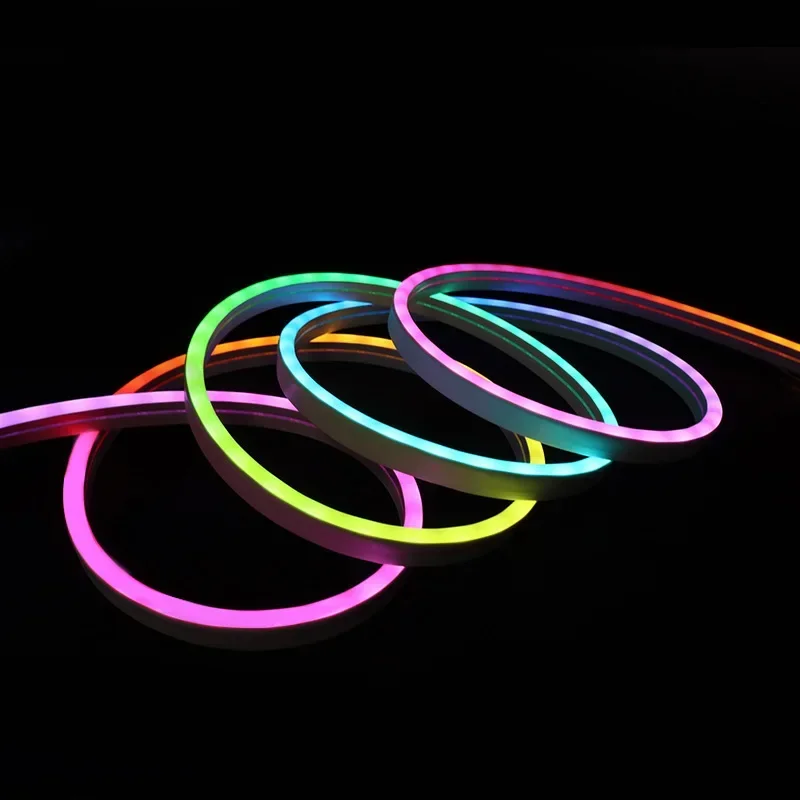 

Bluetooth LED Neon LED Strip Lights Neon Rope Light with Music Sync RGBIC Dreamcolor Chasing Strip Tape for Room Gaming Decor