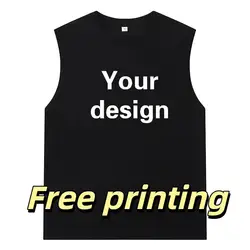 Cotton Men's Sleeveless Shirt Customized Personalized Design Logo Printing Name Gym Training Clothes DIY Vest