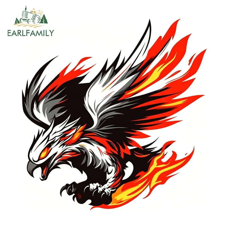EARLFAMILY Fire Eagle Car Sticker Amusing Motorcycle Helmet Truck Electric Bicycle Vinyl Decals Scratch Proof Car Accessories