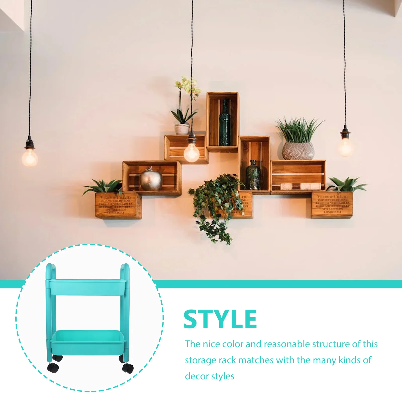 

Movable Rolling Storage Rack Double-Layer Lightweight Organizer Suitable for Kitchen Bathroom Laundry Room Multifunctional