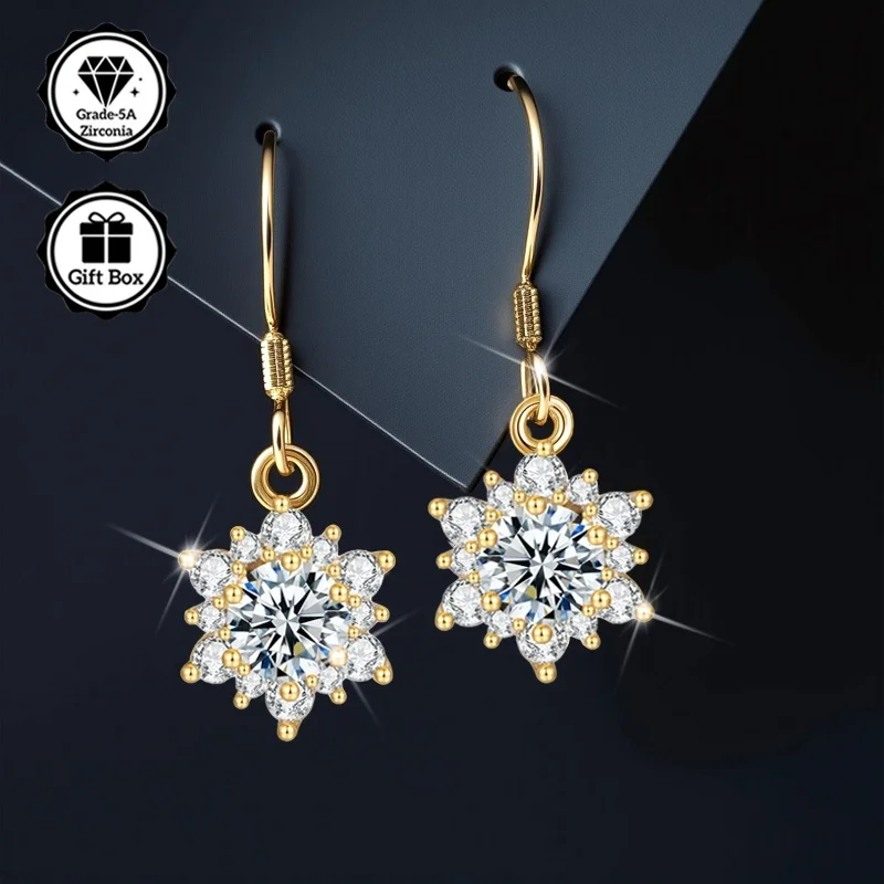 LAMVOICE Schmuck für Damen/Weihnachtsgeschenk für hochwertige Schmuckohrringe mit 1 Karat Zirkonia, hypoallergener Hakenohrring