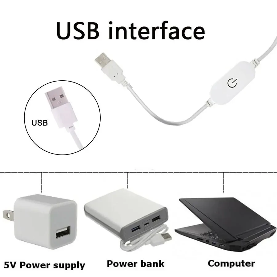 แถบไฟ LED แบบ USB 1m/3M/5M, สายไฟแบบหรี่แสงได้สำหรับทีวีห้องห้องครัวหลอดไฟตกแต่ง2835