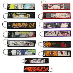 Naruto Anime Woven Label Keychain for Children, Itachi Sasuke Kakashi Cloth, Decoração de saco, Chaveiro Acessórios, Pendant Toys, Presentes