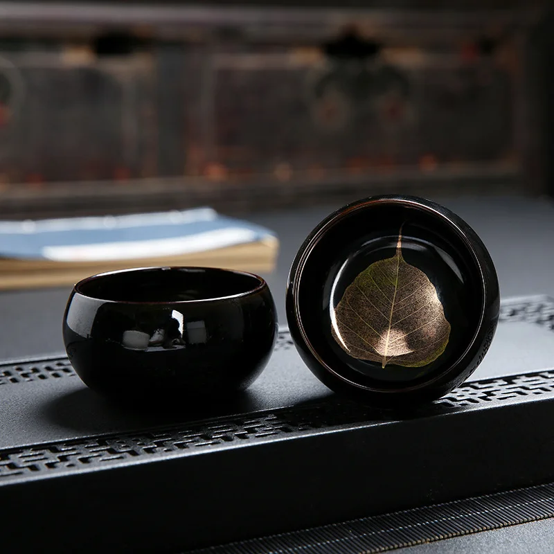 

Золотой кленовый лист Цзяньхан Керамическая чайная печь Изменение Тяньму Глазурь Дегустация Творческий мастер Одна чашка Ретро Gold-embellishe