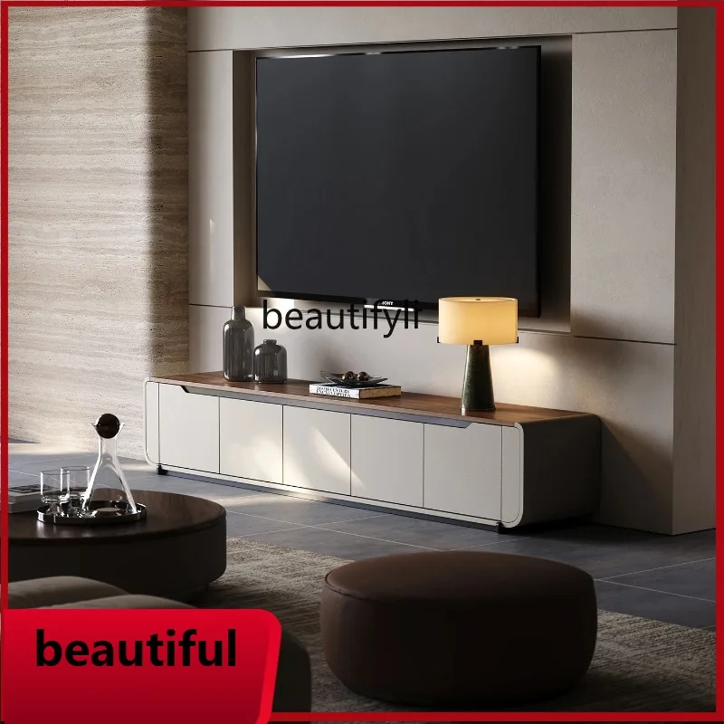 

X Light luxury TV cabinet, living room home, modern simplicity and high-end walnut grain floor locker