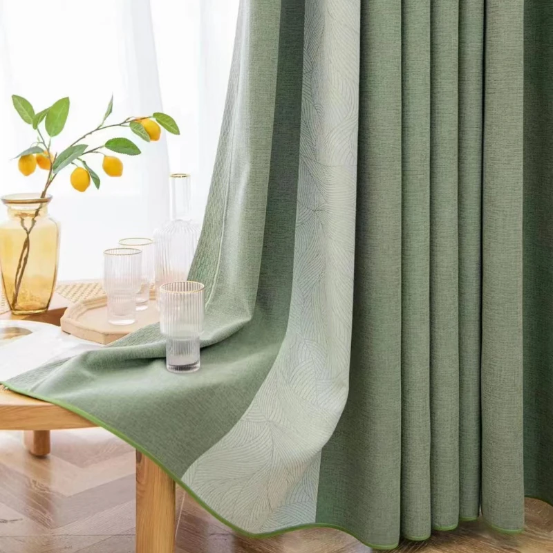 

Modern Korean Fashion Luxury Curtains for Living Room Bedroom Seamless Splicing Chenille Window Curtain Blackout Curtains