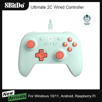 AKNES 8BitDo Ultimate C/2C 유선 게임 컨트롤러 게임 패드 조이스틱 PC Windows 10, 11, Steam Deck Raspberry Pi Android