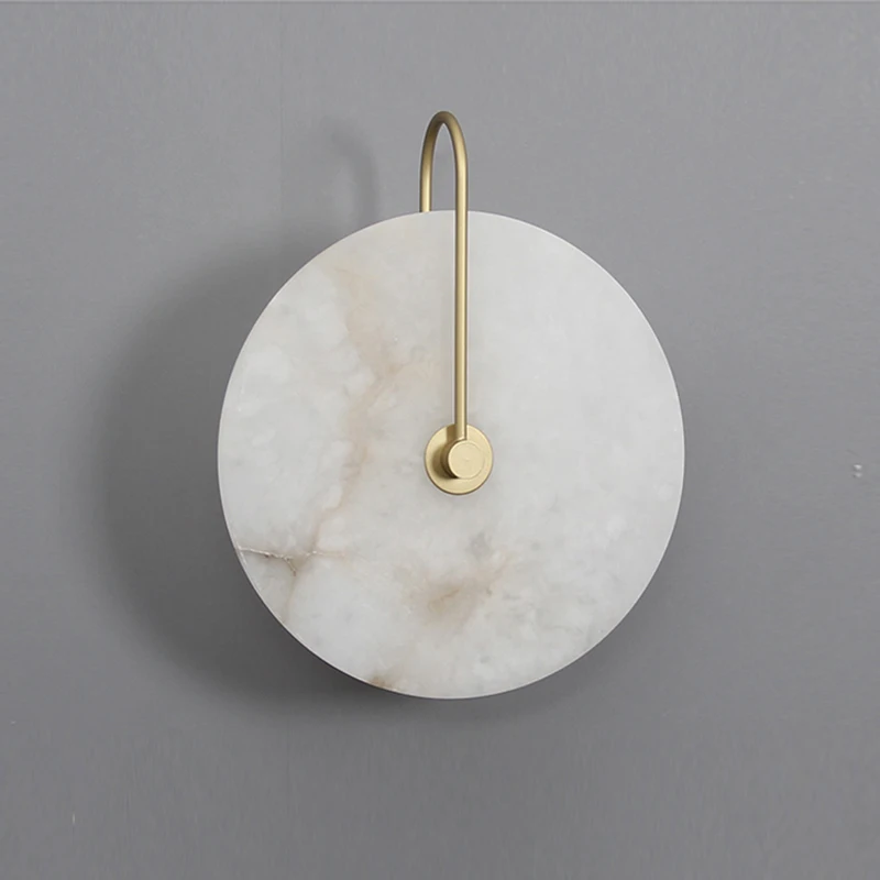 Nordic Modern Designer Minimalist Marble Circular Wall Lamp Corridor Study Bedroom Bedside Led Lights Tv Background Decor